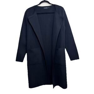 Anrabess Long Open-Front Casual Cardigan Black Size S Excellent Condition Pocket